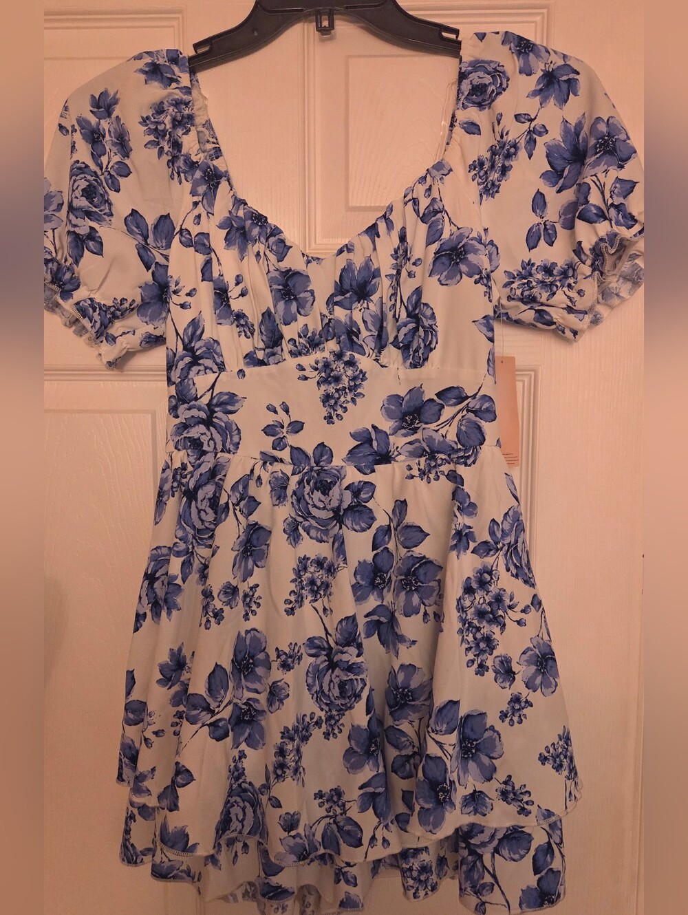 Inspired Hearts Blue Floral White Dress Skort Size Medium